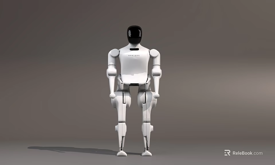 Advanced Smart Machine Humanoid Robot With White Body And Black Head 3d model 