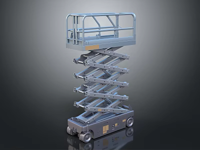 Industrial Scissor Lift Platform With Hydraulic Structure Guardrail And Mobile Wheels 3d model