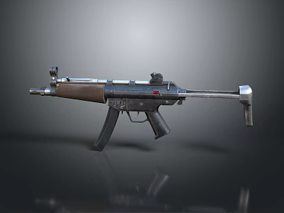 Vintage Submachine Gun With Wooden Stock Metal Barrel And Tactical Grip Design 3d model