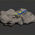 Game Movie Character Standing On Rock Holding Ukrainian Flag In Military Uniform With Rifle