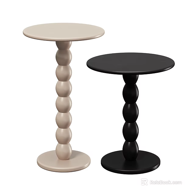 Stylish Modern Beige And Black Coffee Tables With Spherical Base Design 3d model