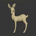 Minimalist Ivory White Deer Figurine Decorative Sculpture With Dark Background Reflection