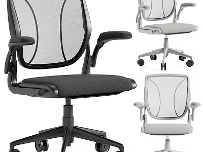 Modern Ergonomic Office Chair With Mesh Backrest Armrests And Swivel Wheels 3d model