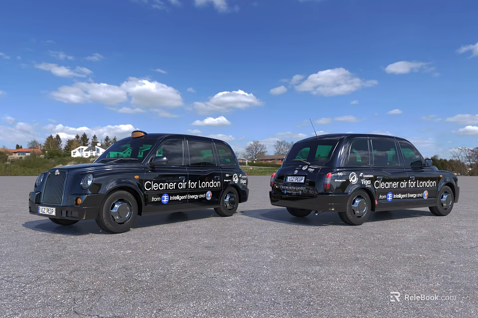Black Luxury Chauffeur Cars Featuring Chauffeur de luxe London Branding Parked Outdoors 3d model 
