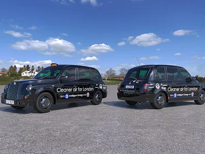 Black Luxury Chauffeur Cars Featuring Chauffeur de luxe London Branding Parked Outdoors 3d model