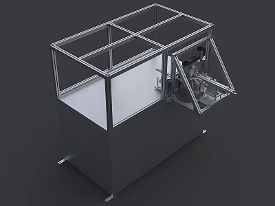 Industrial Automated Equipment With Transparent Safety Enclosure And Metal Frame Structure 3d model