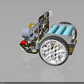 Innovative Modern Furniture With Circuit Board Blue Batteries And Mobile Wheels