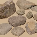 Natural Stone And Wood Pieces With Various Shapes And Textures