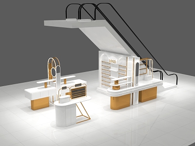 Shopping Mall Central Hall Light Luxury Simple Cream Style Jewelry Store 3d model