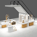 Shopping Mall Central Hall Light Luxury Simple Cream Style Jewelry Store 3d model