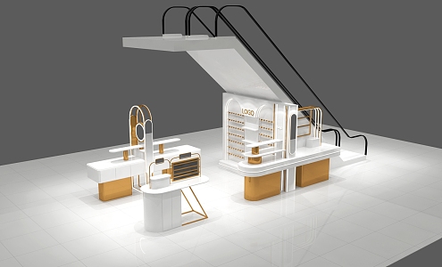 Shopping Mall Central Hall Light Luxury Simple Cream Style Jewelry Store 3d model