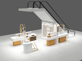 Shopping Mall Central Hall Light Luxury Simple Cream Style Jewelry Store 3d model