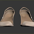 Light Beige Woven Slingback Shoes With Pointed Toe And Slim Heel Design