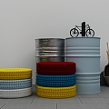 Oil drum tire combination 3d model