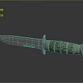 Tactical Combat Dagger With Green Textured Handle And Sharp Metal Blade On Reflective Surface