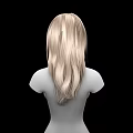 Isolated Woman With Long Blonde Hair And Smooth Bust On Black Background