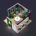 Tobacco and Alcohol Store Exhibition Booth with Green Plants Colorful Shelves