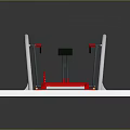Home Fitness Equipment With Red White Arched Frames Black Display And Pedal Track