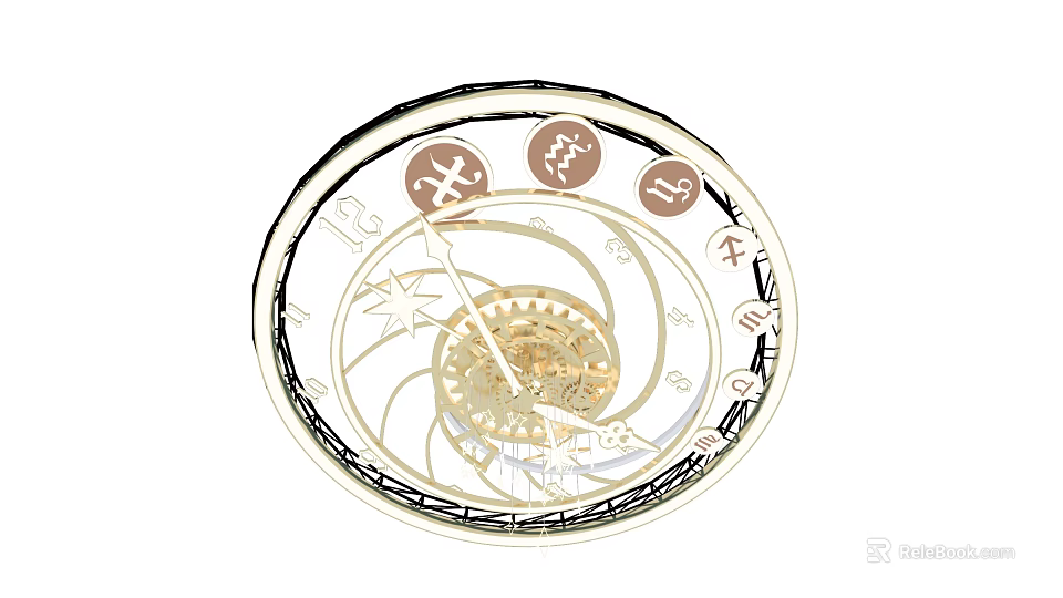 Decorative Circular Mechanical Gear Spiral Design With Symbols For Home Decor 3d model 
