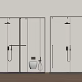 Modern Shower Sauna Interior With Glass Partition Black Frame And Shower Fixtures