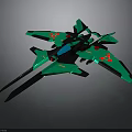 Futuristic Green And Black Aerospace Spacecraft With Sharp Wings And Glowing Details