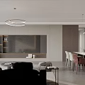 Modern Living and Dining Room Interior With Sofa Dining Table And Pendant Lights