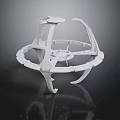 White Circular Mechanical Structure Model With Support Arms And Inner Details