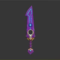 Fantasy Sword Design With Purple Blue Blade Glowing Gem And Intricate Hilt