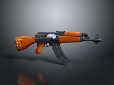 Classic Rifle with Wooden Stock Black Barrel and Vintage Metal Design 3d model