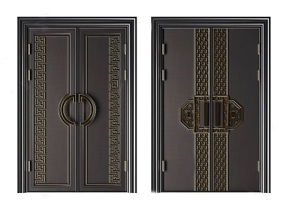 New Chinese Double Door 3d model