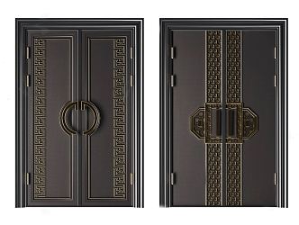 New Chinese Double Door 3d model