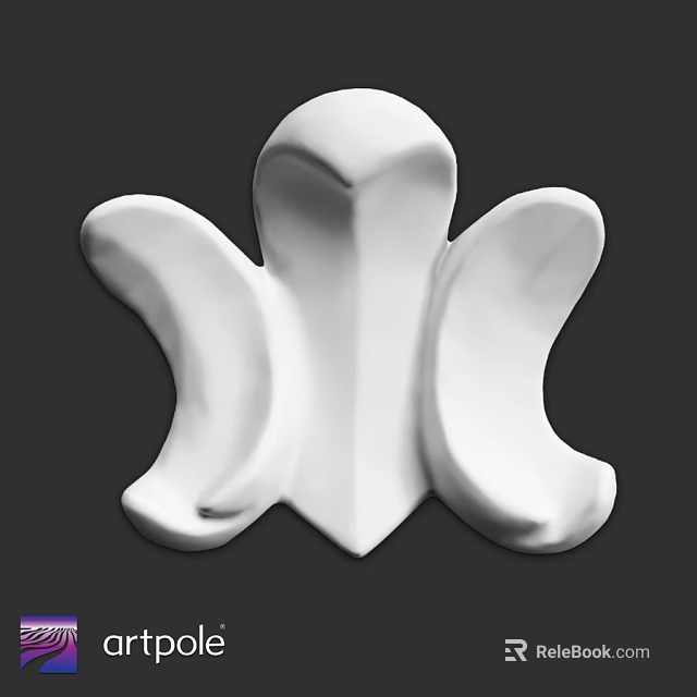 White Decorative Architectural Component With Unique Curved Design And Smooth Surface 3d model 