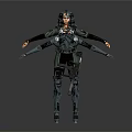 Futuristic Sci Fi Warrior Character In Mechanical Armor With Multi Arm Design And Weapon 3d model