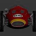 Red Vintage Race Car Model with Number 68 Streamlined Design and Front Yellow Orange Accents
