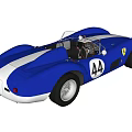 Classic Blue Convertible Race Car With Number 44 And White Accents