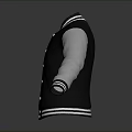 Black And White Baseball Style Jacket With Contrast Sleeves And Button Details