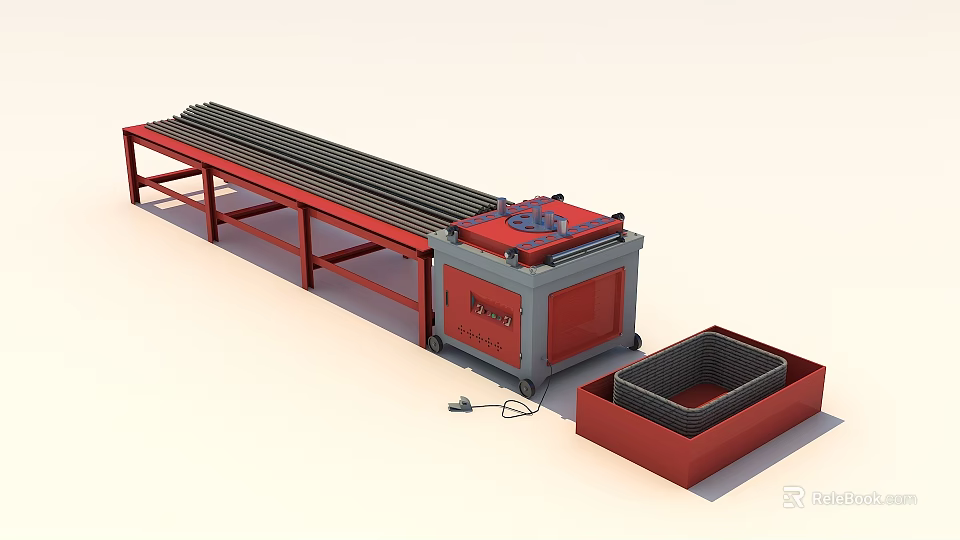 Industrial Construction Component Processing Machine With Conveyor And Control Unit 3d model