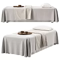 Medical Equipment Physiotherapy Treatment Bed with Gray Sheets Towels Pillow and Tray for Rehabilitation