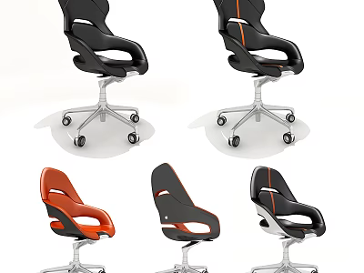 Stylish Modern Ergonomic Office Chairs With Black And Orange Swivel Design 3d model