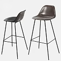 Modern Brown Leather Bar Stools With Sleek Black Metal Legs Design