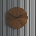 Modern Wooden Octagonal Clock with Geometric Design on Striped Wall Decor 3d model