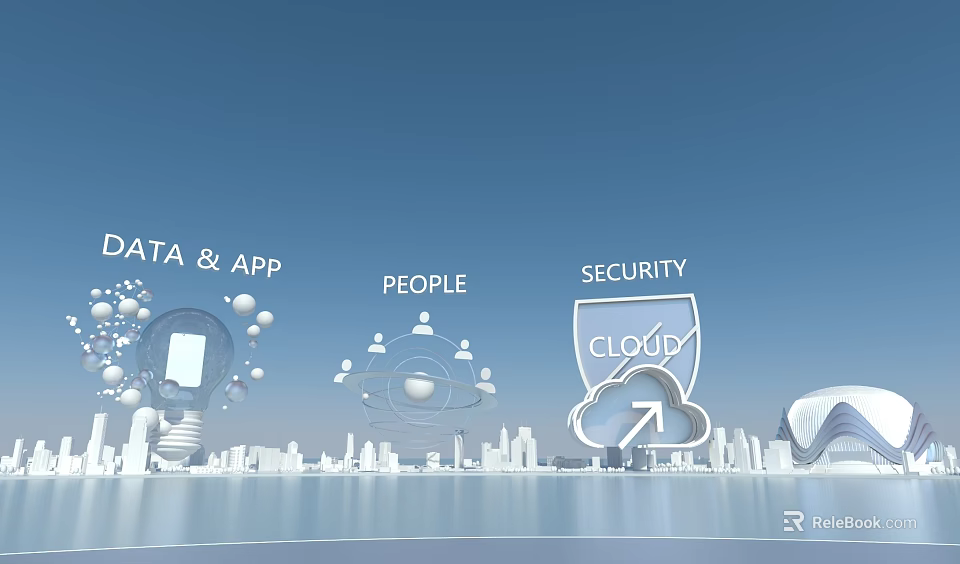 Data App People Security And Cloud Integration In Urban Digital Environment 3d model 