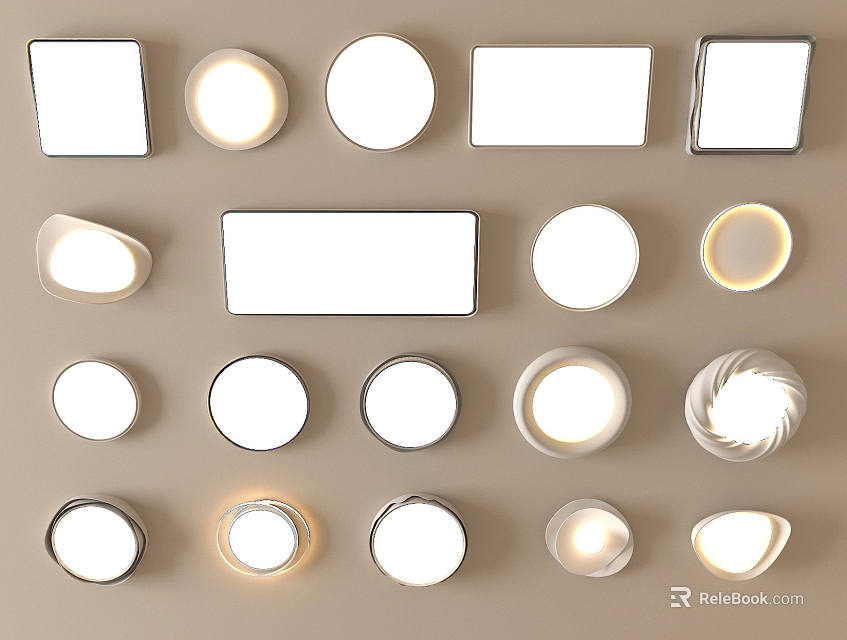 Modern Ceiling Lights With Various Shapes Round Square And Spiral Designs 3d model 