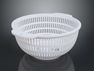 White Plastic Colander With Hollow Design For Kitchen Food Strain 3d model