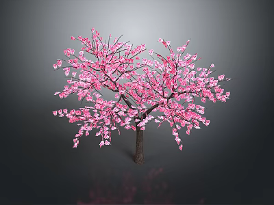 Vibrant Pink Flowering Tree In Full Bloom With Lush Blooms And Petals 3d model