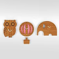 Wooden Owl Shaped Wall Clock with Black Number Markers and Classic Design