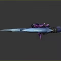 Fantasy Scythe Weapon With Blue Purple Glowing Effects And Ornate Handle Design