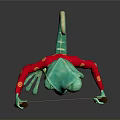 Green Frog With Large Eyes Wearing Red Clothing Holding Scroll On Reflective Background