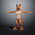 Game and Movie Character 3D Model with Fox Like Features Orange Fur and Claws