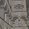 Ancient Architecture Interior Featuring Stone Walls Arches Columns And Intricate Carvings